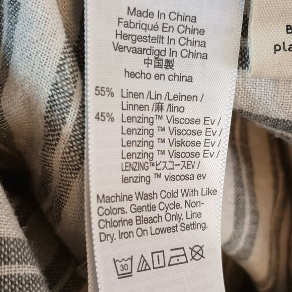 Madewell Lakeline Popover Shirt XXL Gray Striped Linen Blend Pullover Pockets - Picture 10 of 10